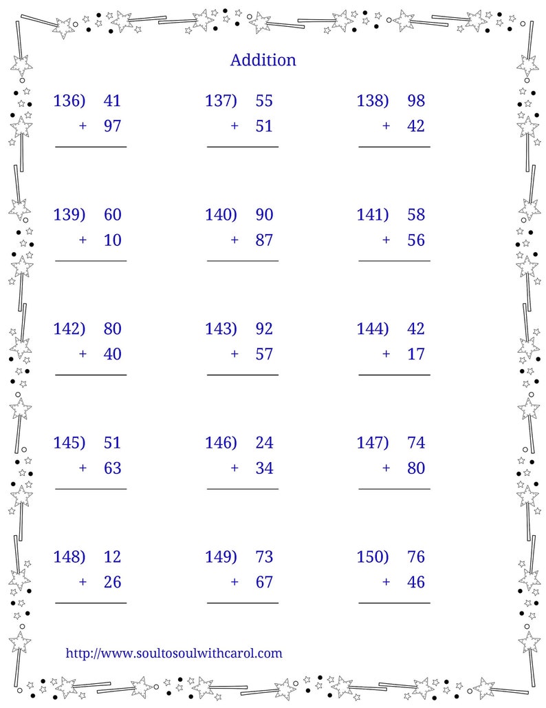 Addition Math Worksheets / Printable Math Sheets / 10 Math Pages With Addition Math Worksheets / Printable Math Sheets / 10 Math Pages With