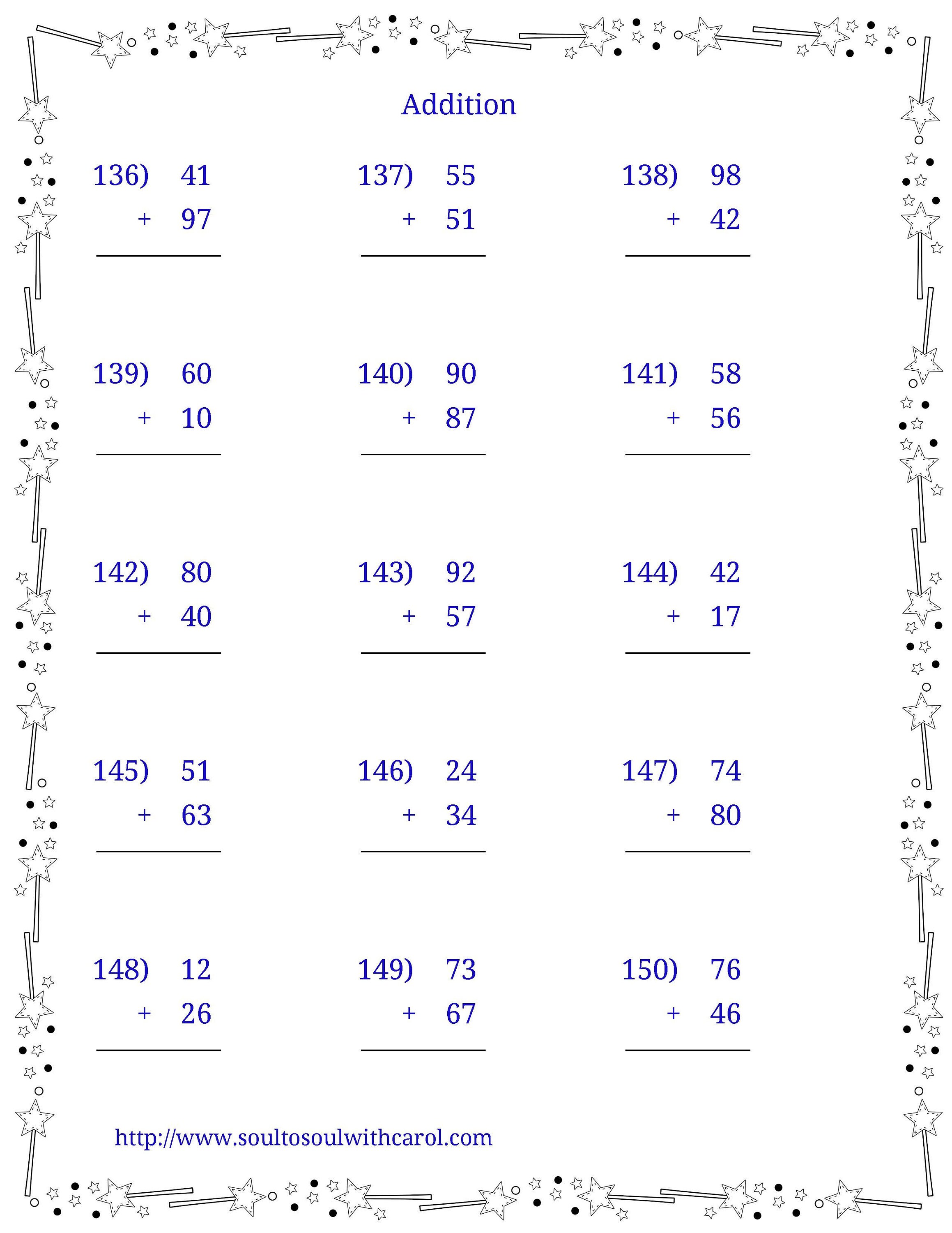 Addition Math Worksheets: 150 Problems With Wand Borders (printable) - Etsy