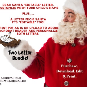 Letter To Santa / Letter From Santa / Editable Letter To Santa & Return Letter From Santa/ Digital/Printable/Christmas PDF/ Christmas Fun image 1