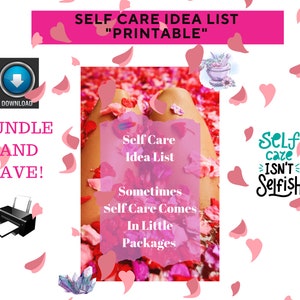 Self Care Idea List / Printable / Conscious Living / Well Being image 1