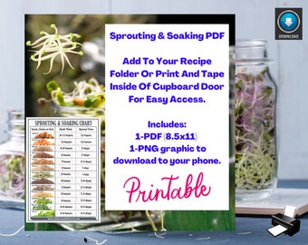 Sprouting and Soaking Chart: Instruction & Resource Guide (Printable)