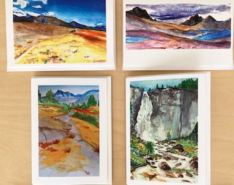 Set of 6 greeting cards - John Muir Trail - The People's Trail -  5x7 inch prints of original watercolors Sierra Nevada