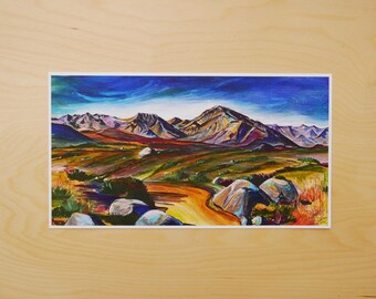 Bishop Skylines - Impresión de archivo - 15 x 28 cm - Edición limitada firmada - Pintura vibrante de paisaje de Sierra Nevada
