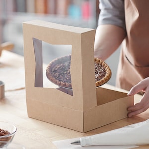 Kraft Window Bakery Boxes, 10 boxes,  Kraft Box, 8&quot; x 8&quot; x 2 1/2&quot; Box, Cake Box, Pastry Box, Auto-Popup Window Box, Pie Box, Cupcake Boxes.