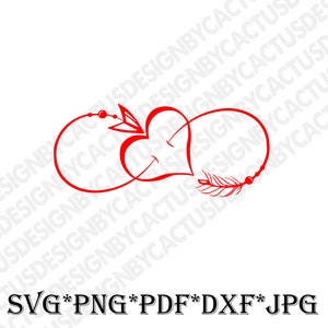 Infinity Heart Svg, Heart Svg,Infinity Svg,Valentines Day Svg,Love Forever Svg, Love Svg,Dxf,Png,Cricut Files,Vector, Stencil, Silhouette