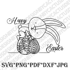 Happy Easter Svg, Bunny Easter Egg Svg ,Bunny Svg , Easter Egg Svg, Egg Svg, Svg, Dxf, Png,Vector, Stencil