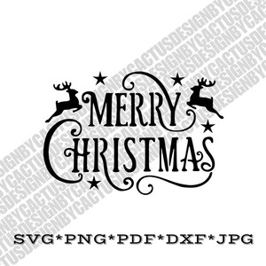 Merry Christmas Svg, Christmas Deer Svg, Christmas Svg, Holiday Svg, Digital Download, Cut File, Svg, Dxf, Png, Cricut Files,Vector,Stencil
