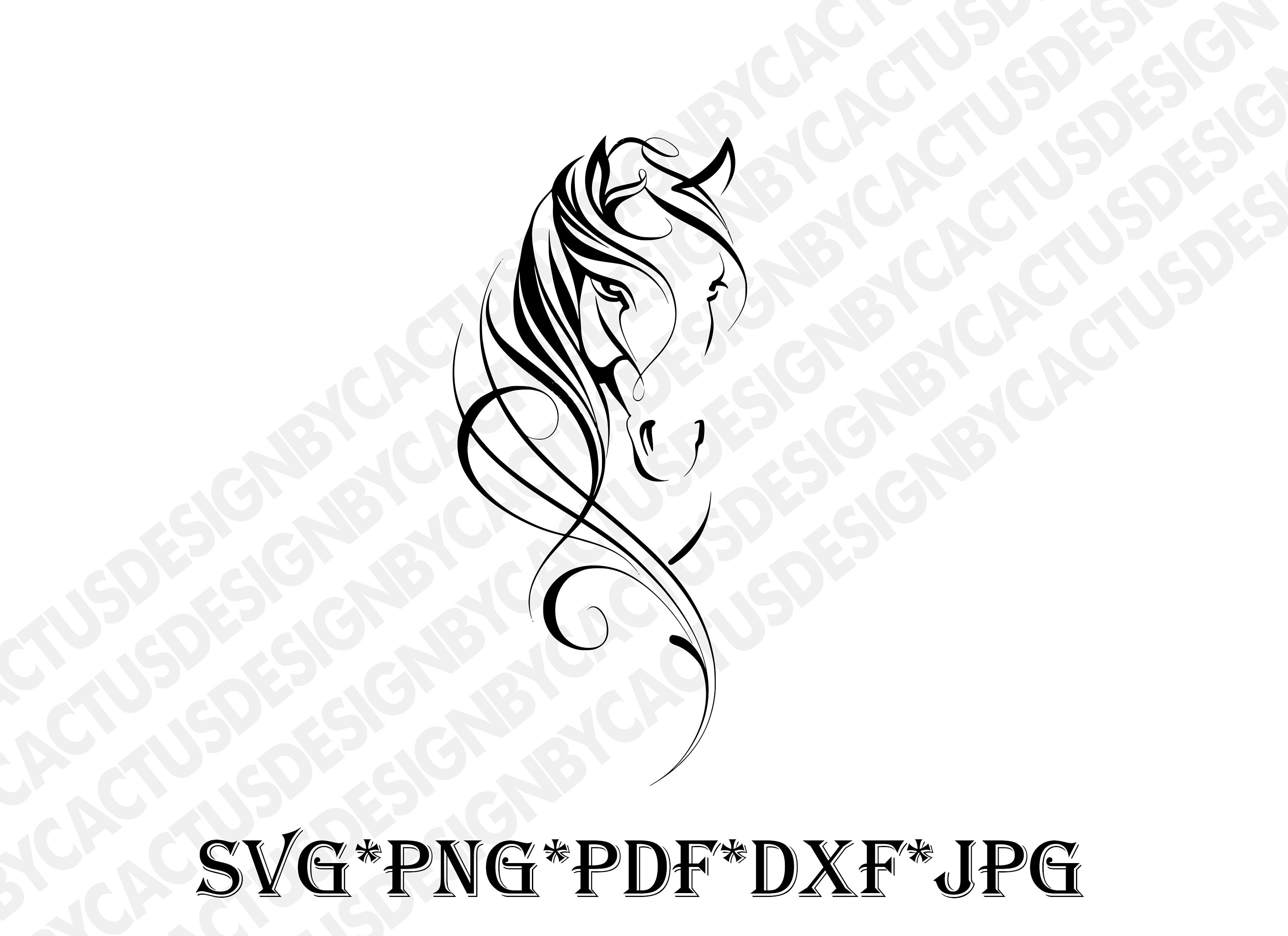 Cheval Svg, Svg de tête de cheval, Svg animal, clipart animaux, Silhouette animale, Svg, Dxf, Png, fichiers Cricut, vecteur, pochoir, Silhouette