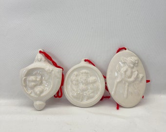 Set of 3 Ceramic Christmas Ornaments White