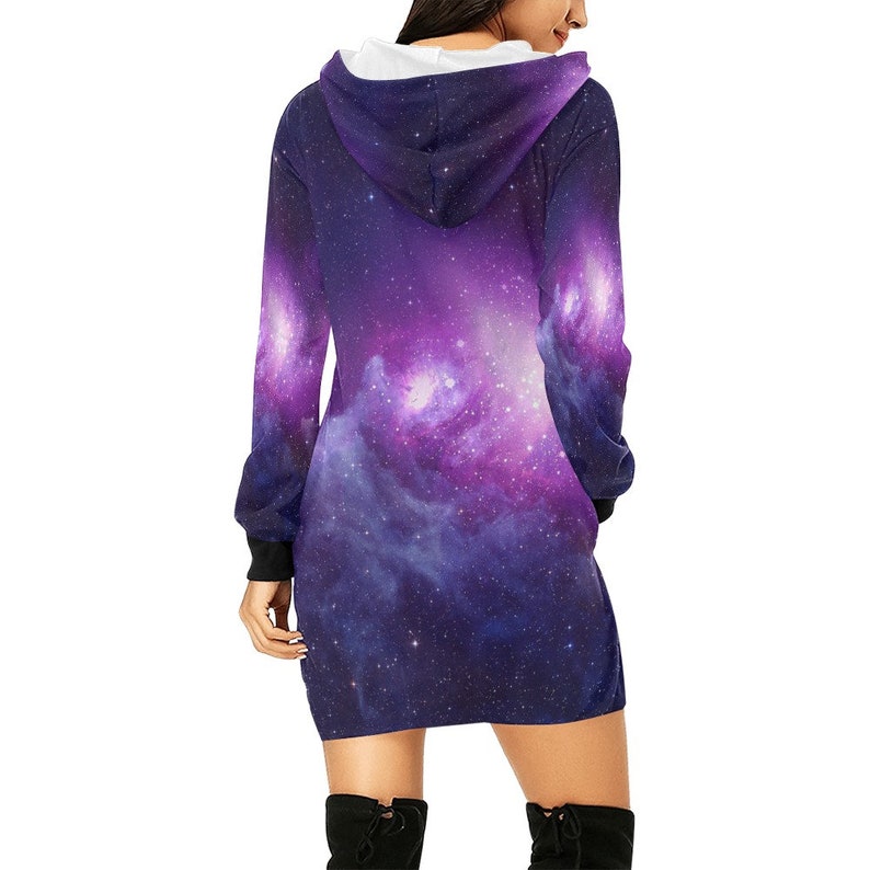 Purple Nebula, Galaxy Mini Hoodie Dress image 2