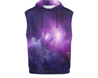 Purple Nebula/Galaxy Sleeveless Hoodie for men and women