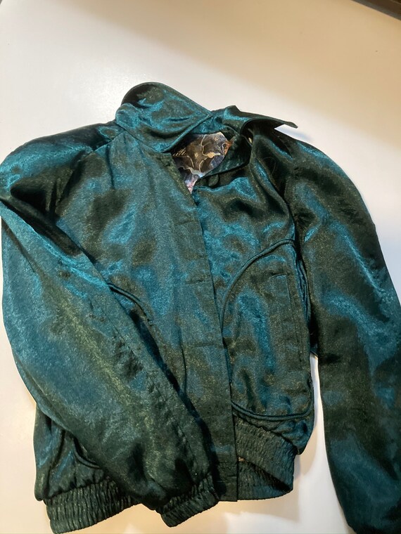 Vintage 80’s Emerald Bomber Jacket - image 4