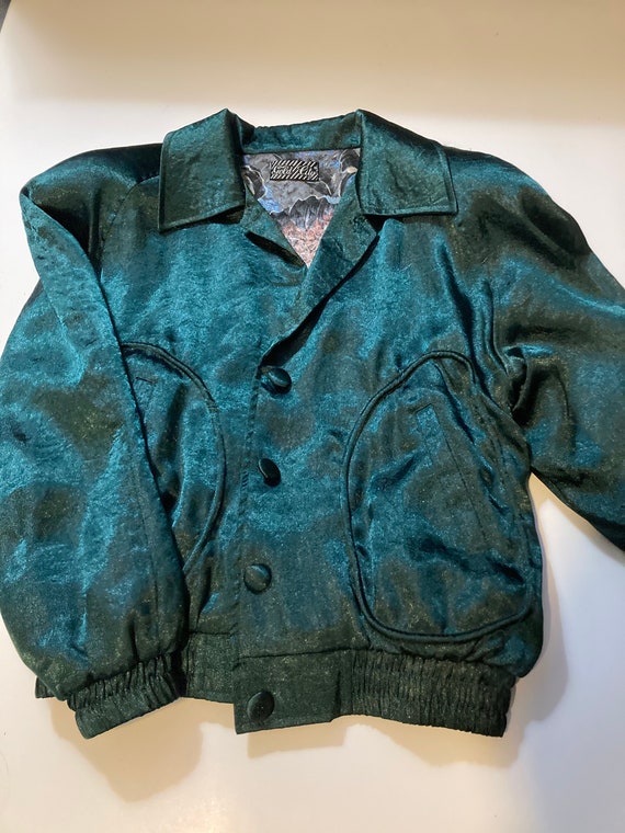 Vintage 80’s Emerald Bomber Jacket - image 2