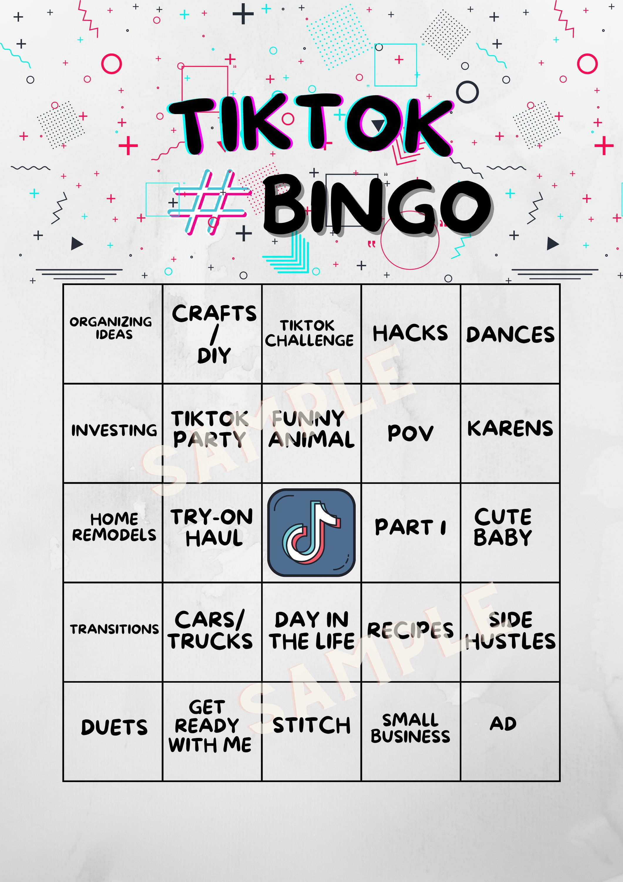 Tiktok Printable Bingo Cards 10 Randomized Cards / Party Etsy Australia