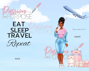 Estuche de pasaporte personalizado y etiqueta de equipaje para viaje: Mujer afroamericana