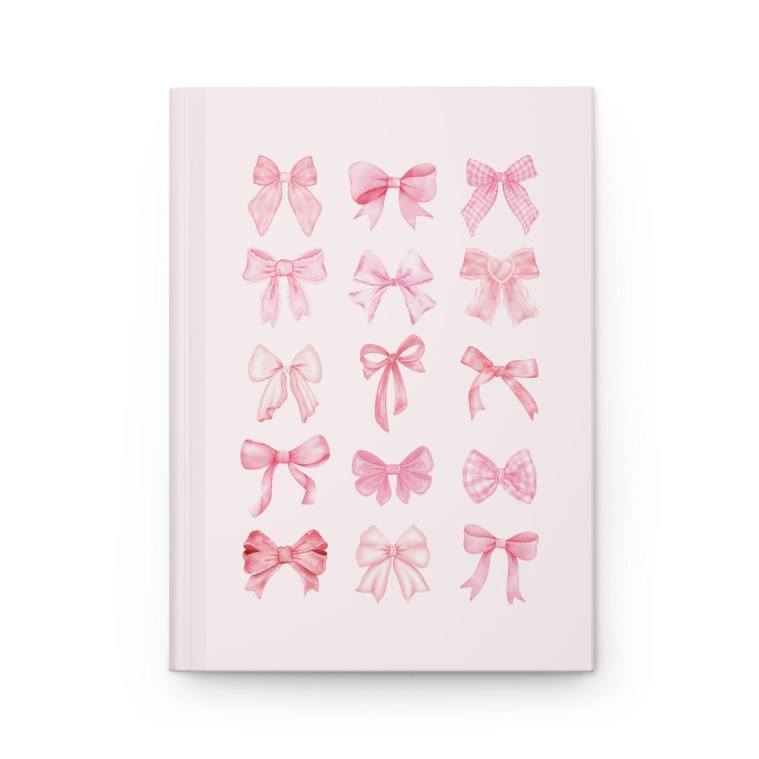 Pink Bow Hardcover Journal, Cute Aesthetic Diary for Writing ...