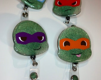 Cute Turtle Ninja Badge Reels / Nurse Badge Reels / Turtle Head Badge Reel / Great Gift Idea / Great Gift