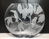 Badash Crystal Vase Bowl Tropical Island Toucan Parrot Lalique Style