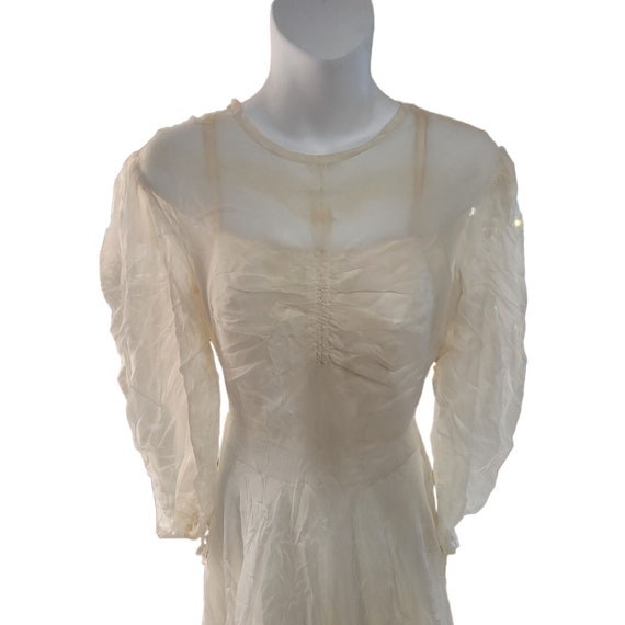 1943 Silk Moire Wedding Dress with Polyester Orga… - image 1