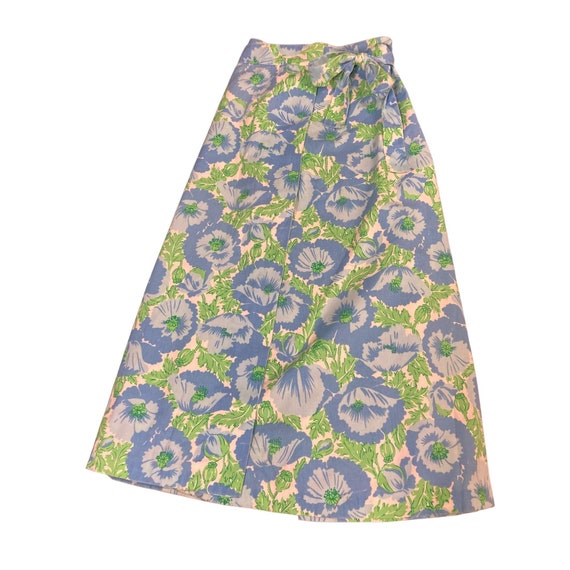 Meadowbank Vintage Wrap Skirt Blue Green Floral Sm