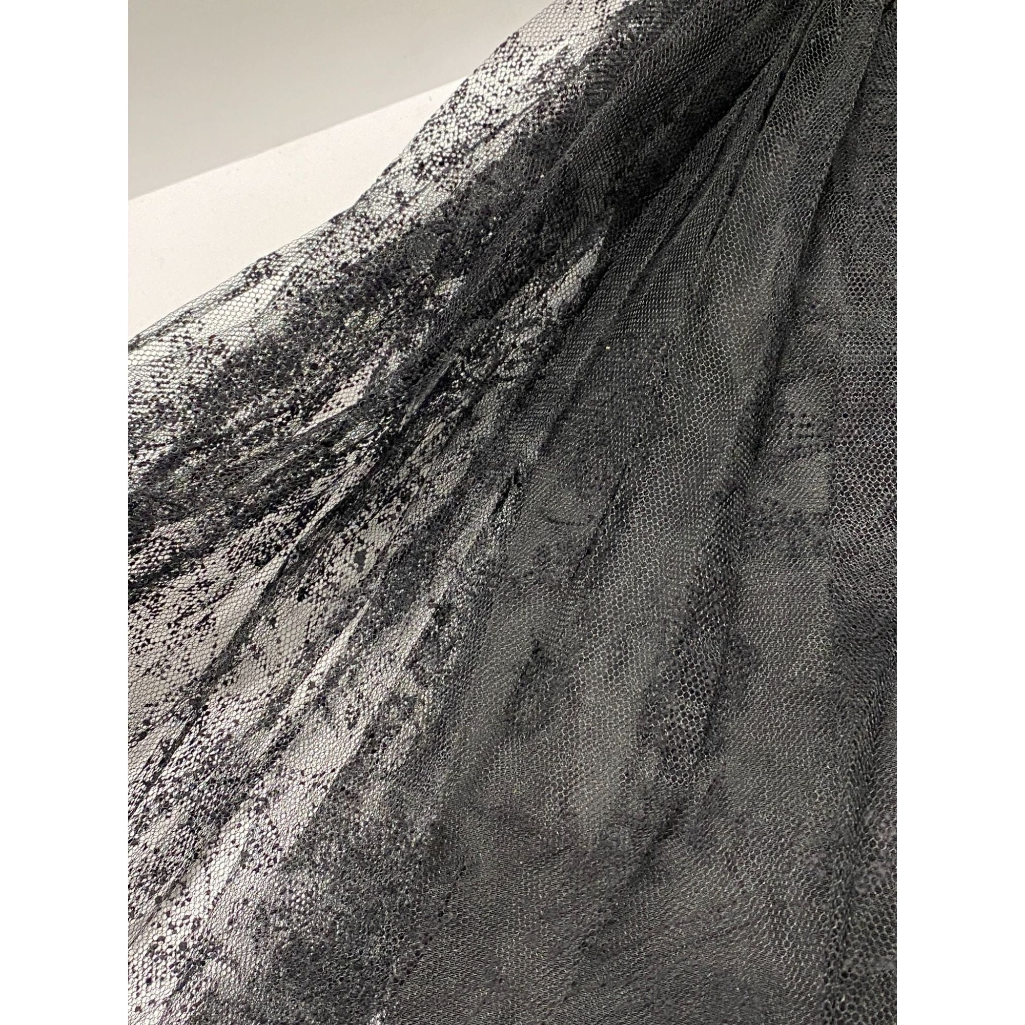 LACY LONG SKIRT - BLACK
