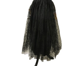 Long Black Lace Vintage Skirt