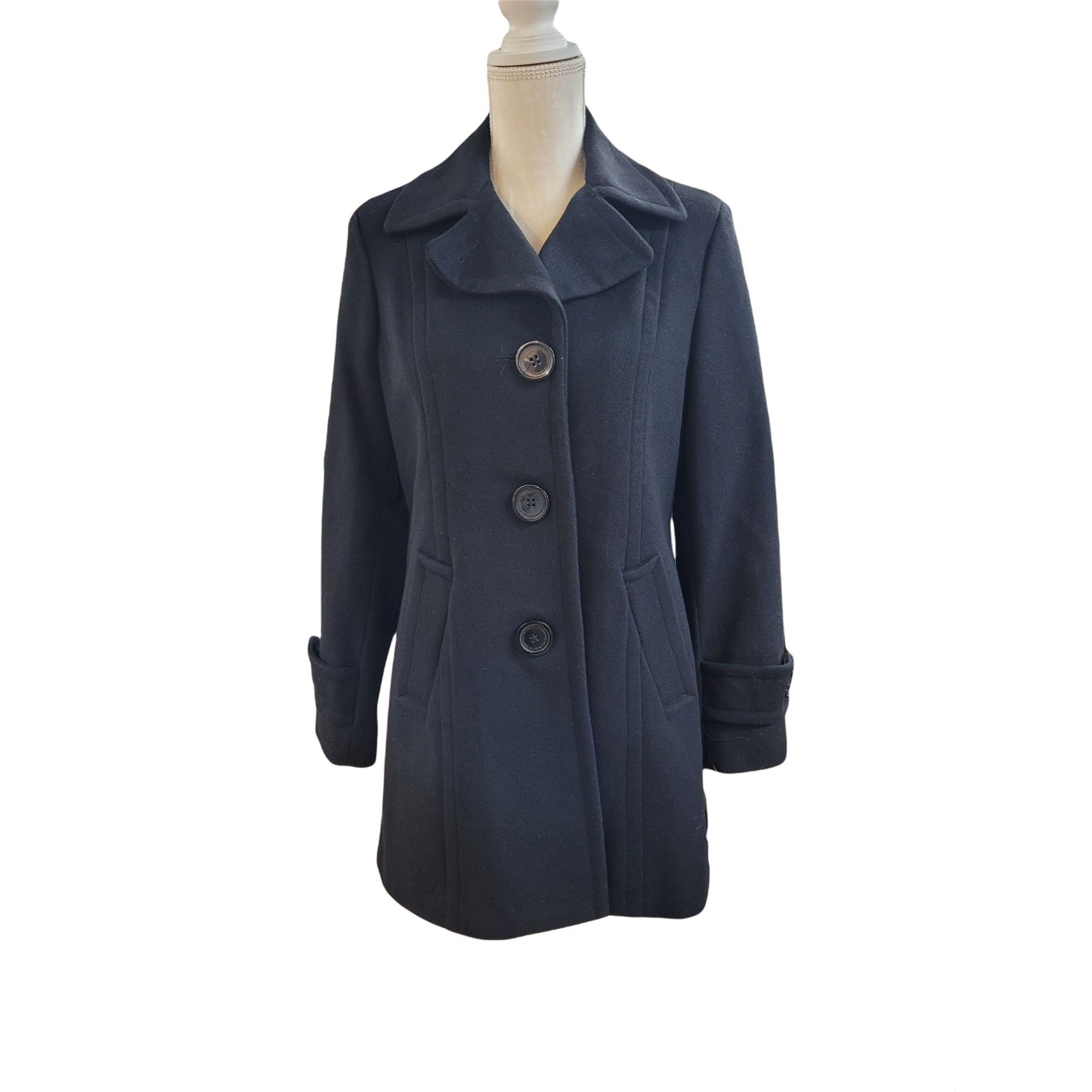 Vintage liz Claiborne Black Pea Coat Etsy