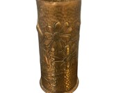 Antique WW1 French Brass Trench Art Vase Artillery Shell Casing Daisy 1916