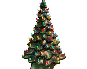 Mid Century Ceramic Holland Mold Star Base Christmas Tree 20"