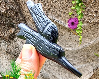 Ceremonial Stone Kuripe, Hummingbird, Eagle, and Jaguar Design. Self-Applying, Hand-Carved. For Shaman Use. Tepi, Authentic Peruvian Pipe.