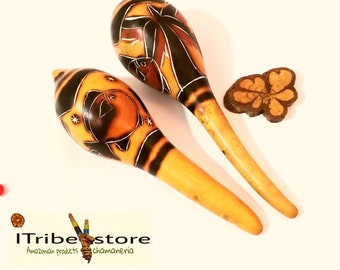 2 Maracas,- Ceremonial Cleaning Instrument,- Shaman,- Shaker, Rattlesnake, Ajitador, Rattle, Handmade Gourd, Andean Maraca