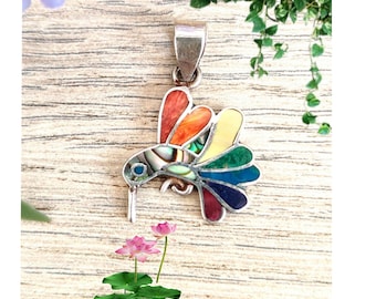 Genuine Peruvian 950 Silver Hummingbird Pendant, Handmade in Cusco - Inlaid with Natural Stone, High-Quality Alloy. Inca Legacy