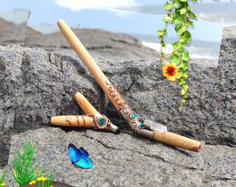 Tepi/Kuripe Shamanic Ceremonial Applicator, Palo Santo Wood, Intense Aroma, Self-Administering Nasal Applicator, Decorated with Alpaca Silve