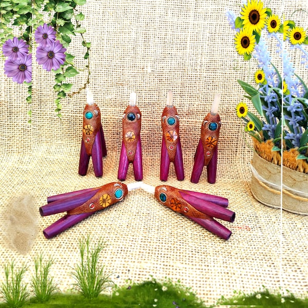 KURIPE Rose naturel, en bois de rose, auto-applicateur, double embout, tipi, authentique, usage cérémoniel. Fabriqué au Pérou. Vente en gros.