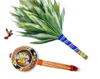 Jaguar Chacapa and Maraca Kit, made with Aya Vid, Hand Painted -Shakapa, Huayra, Shaman Rattle- Ceremonial Cleansing Instrument.
