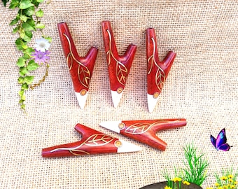 1 PREMIUM Ceremonial Kuripe, Mystic Bloodwood, Single Entry, Durable, Decorated: Inka Leaf, Aya, Bone, Shaman Self-Applicator