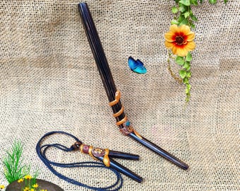 Tepi + Kuripe Serpent. Made Genuine CHONTA, Ceremonial applicator, Pipe, self-applicating Teepee. Shaman's Blowing Tube, Wood, Natural.