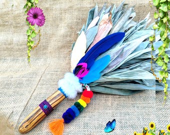 Chakapa Shaman, Cusco Style, Aya Vine Handle, Leaf Rattle, Ceremonial Cleansing Instrument, Authentic, Huayra, Native Peruvian