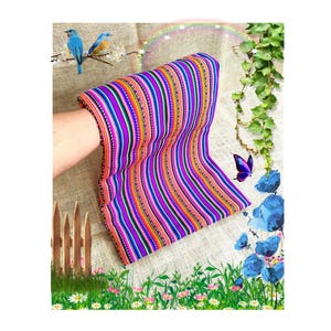 Peruvian Blanket, Multicolor, Andean, Ethnic Colorful - Andean Fabric, Native, For altars, with designs of the Surte.
