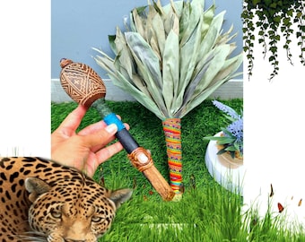 Chacapa Kit + Maraca with Aya Vid, Chakapa, Shacapa, Shipibo Rattle, Shaman's Tool, Cleansing, Ceremonial Sound Instrument. Huayra