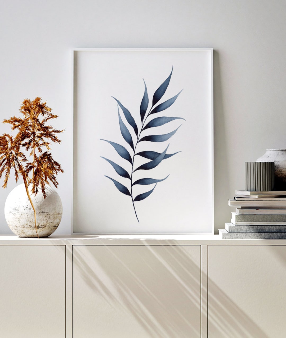 Botanical Art Print Blue Leaves Watercolour Art Print - Etsy