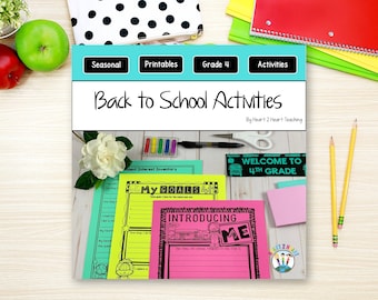 4th Grade All About Me Flip Book and Banner, Back to School Activities