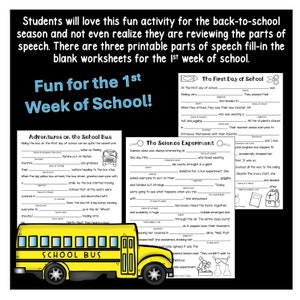 Back to School Mad Libs for Kids Games for Students Activity Fill in ...