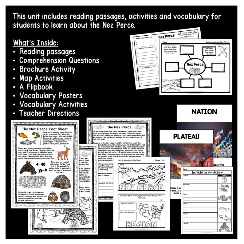 Follow We R Native Nez Perce Unit Study, Native American Homeschool History Passages and ...