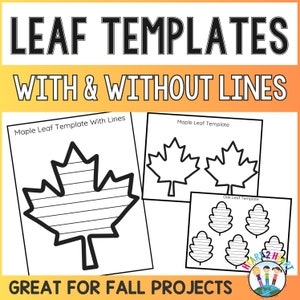 Fall Leaves Outline Template PDF Downloadable Fall Leaf Outline Printable DIY Fall Crafts Thanksgiving Printables Downloadable Fall Leaves