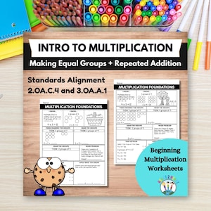 Hojas de trabajo de introducción a la multiplicación, 2.º grado: Grupos iguales, matrices y sumas repetidas.