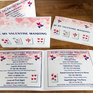 Valentine Mahjong Bonus Card Printable, 10 Fun Hands for Ladies Game Night