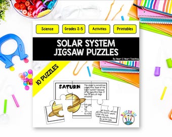 Solar System Jigsaw Puzzles Printable, Space Learning Activity for Kids