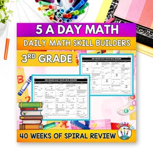 3rd Grade Daily Math Spiral Review Worksheets, 5 a Day Morning Work Practice