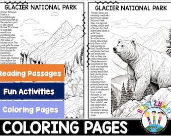 Glacier National Park Coloring Pages for Kids Printable Coloring Sheets National Parks Activities Animals Coloring Book Kids Trips Montana